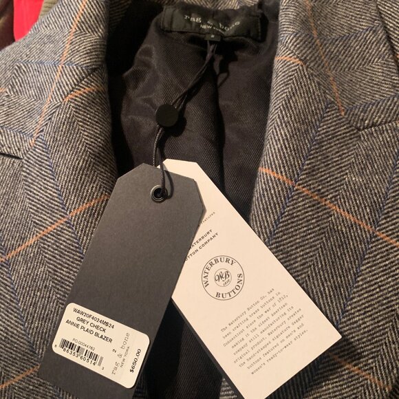 NWT Rag & Bone Wool Blazer Annie Plaid Gray Check Sz S Academia Boardroom $650 - Picture 16 of 16